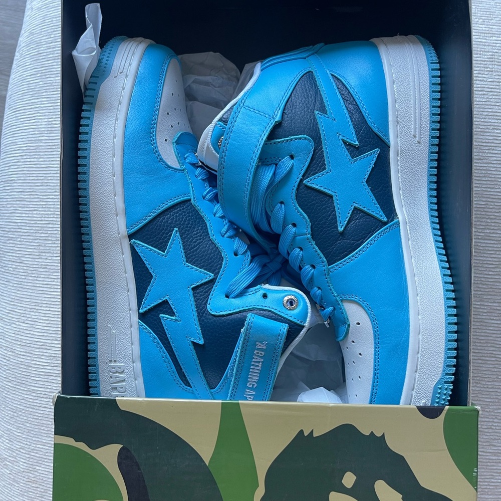BAPE Blue and White Star Sneakers